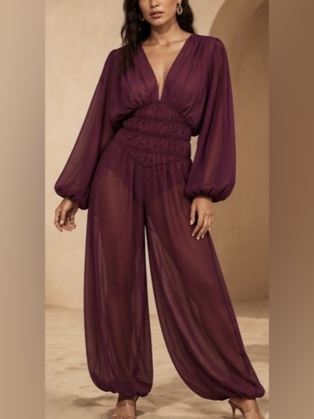 Sheer Wide Leg Jumpsuit